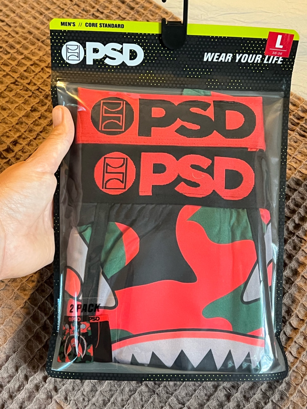 Men’s PSD Red & Black Camouflage 2 pack boxers size large